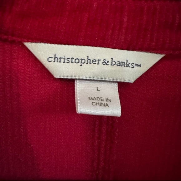 Vintage Christopher & Banks Red Wide-Wale Corduroy Jacket Cottagecore Chore Coat - Picture 12 of 12